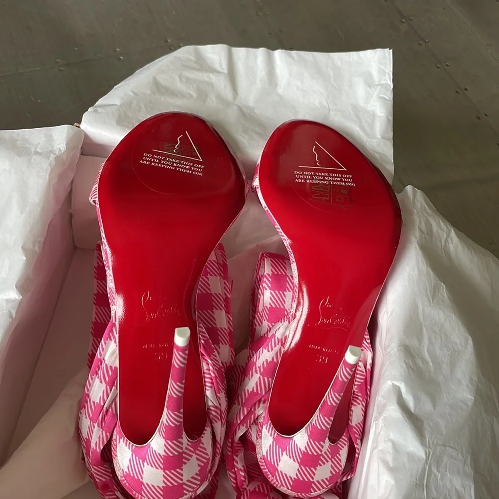 Christian louboutin sandale du desert 100mm pink rose bco sz 39 - Picture 7 of 9